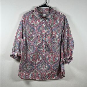 Talbots paisley print button front shirt